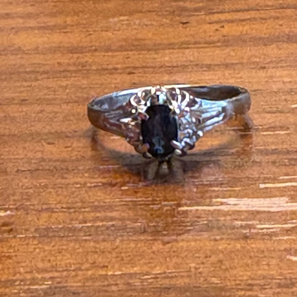 Platinum Sapphire & Diamond Cocktail Ring Size 5 Total Carat Weight 0.38 - Picture 15 of 16